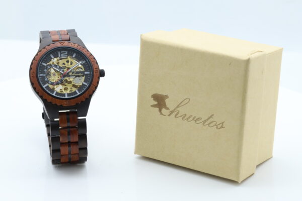 RELOJ MECANICO DE MADERA ROSA PARA HOMBRE - Imagen 2